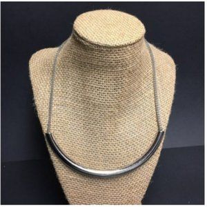 Express Silver Curved Necklace Tube Arc Chain Retro BoHo Soft Girl Cottage Mod